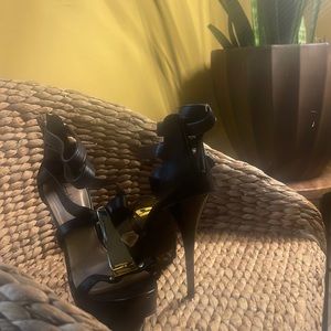 black and gold heels